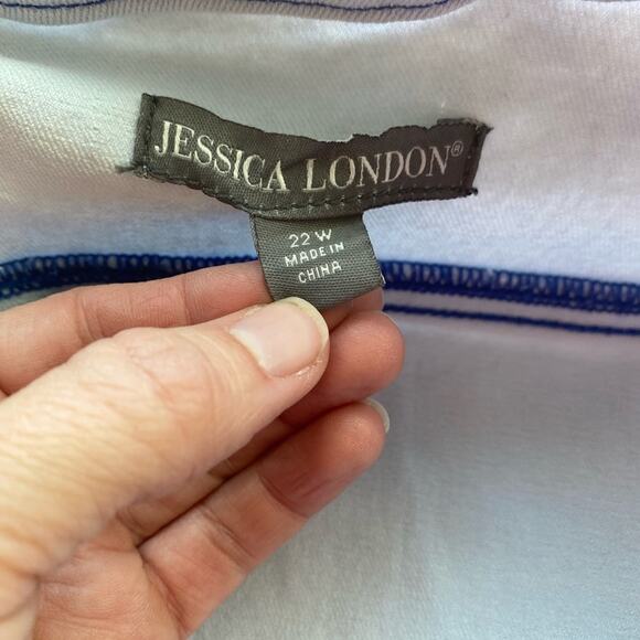 Jessica London Women's Plus 22W Coastal Boho Collarless Ombre Blue Denim Jacket - Picture 4 of 7